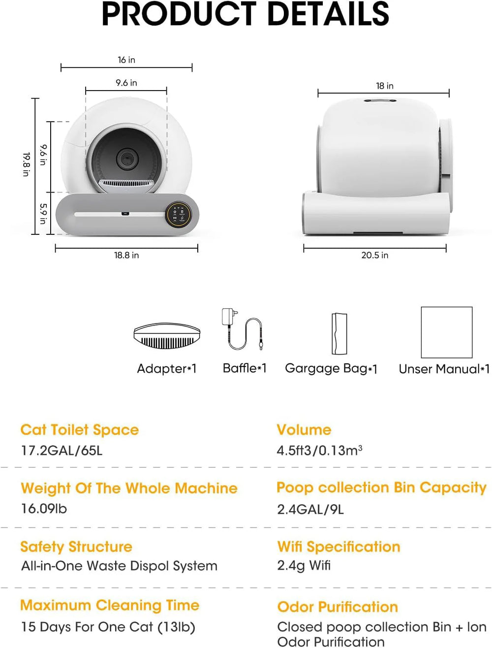 Automatic Self-Cleaning Cat Litter Box